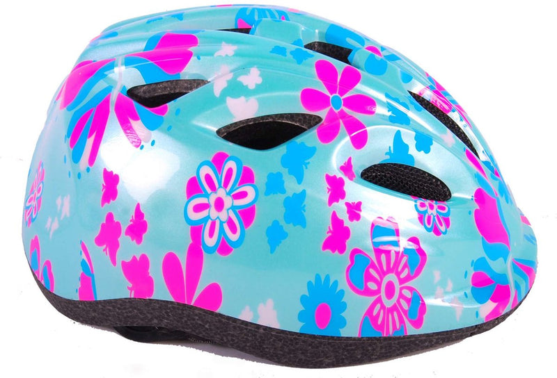 Casco per biciclette per bambini Vlatare XS Blue Pink Flowers 47-51 cm extra piccolo modello