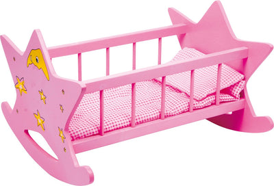 Small foot wooden doll bed star pink
