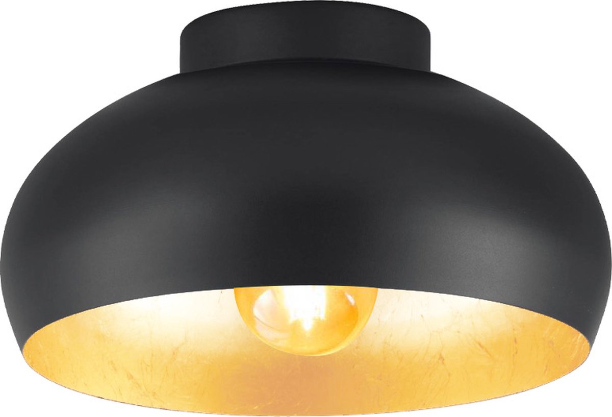 Eglo mogano 2 plafondlamp - e27 - ø28 cm - zwart|bladgoud