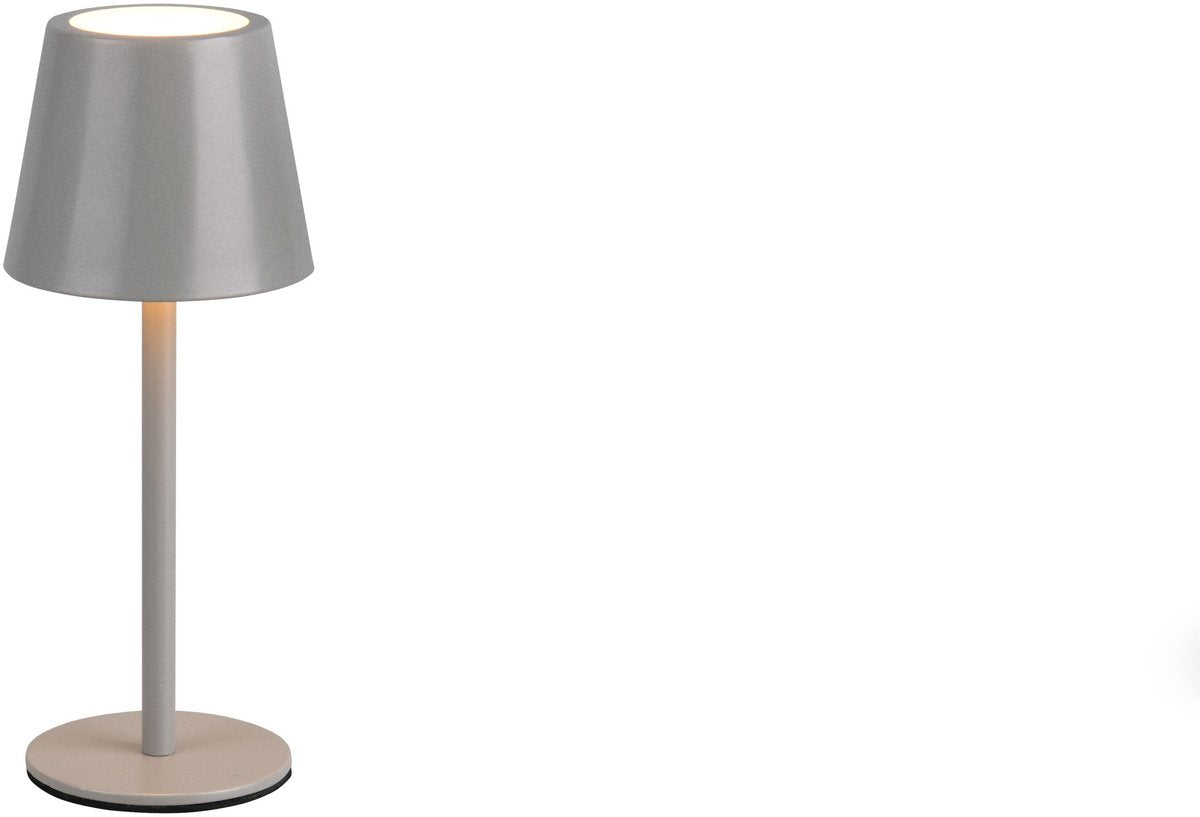 Rl vive tu luz realidad diaz - lámpara de mesa - último gris - incl. 1x SMD 1,6 W - táctil de 4 pasos - color de luz continuamente ajustable - conexión USB - recargable - inalámbrico