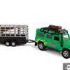 Kids Globe Die Cast Land Rover con Dino-Trailer, 29 cm