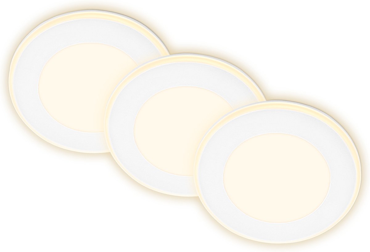 Briloner gima - set da 3 faretti da incasso a LED - 7988036 - funzione luce notturna - superfici e anelli commutabili separatamente - funzione memory - luce bianca calda - ø9,3 x 3 cm - bianco