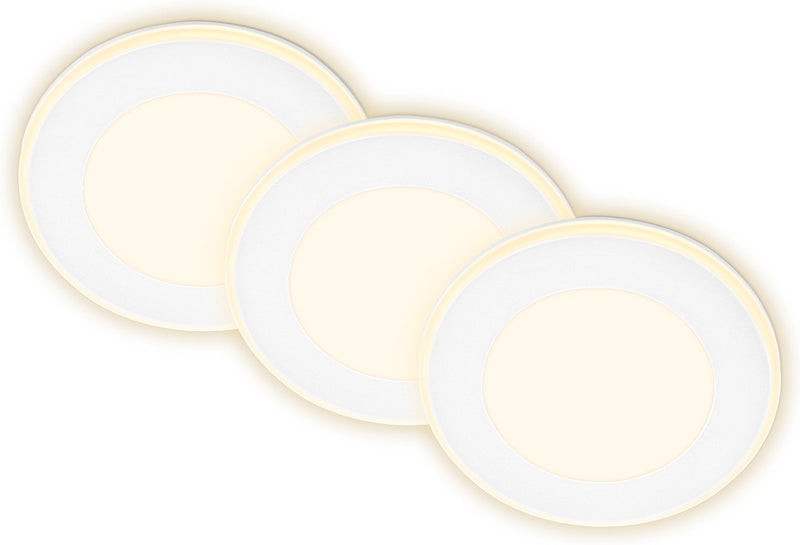 Briloner gima - set da 3 faretti da incasso a LED - 7988036 - funzione luce notturna - superfici e anelli commutabili separatamente - funzione memory - luce bianca calda - ø9,3 x 3 cm - bianco