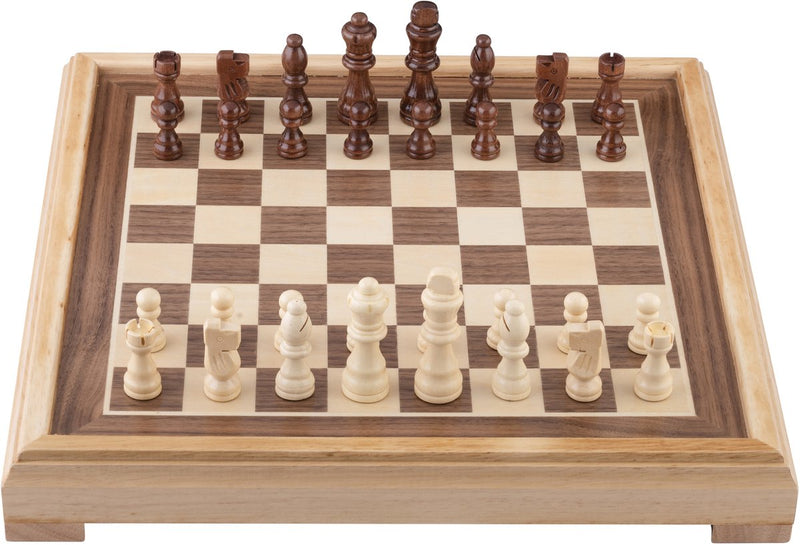 Set scacchi Engelhart 40x40 cm - scacchiera di lusso in legno impiallacciato in acero e noce intarsiato - re 77 mm - con sistema di stoccaggio - inclusa scatola dei colori - scacchiera in legno -