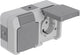 Toma Schneider electric merten aquastar - a prueba de salpicaduras - de superficie - 2 vías - puesta a tierra - horizontal - ip44 - gris