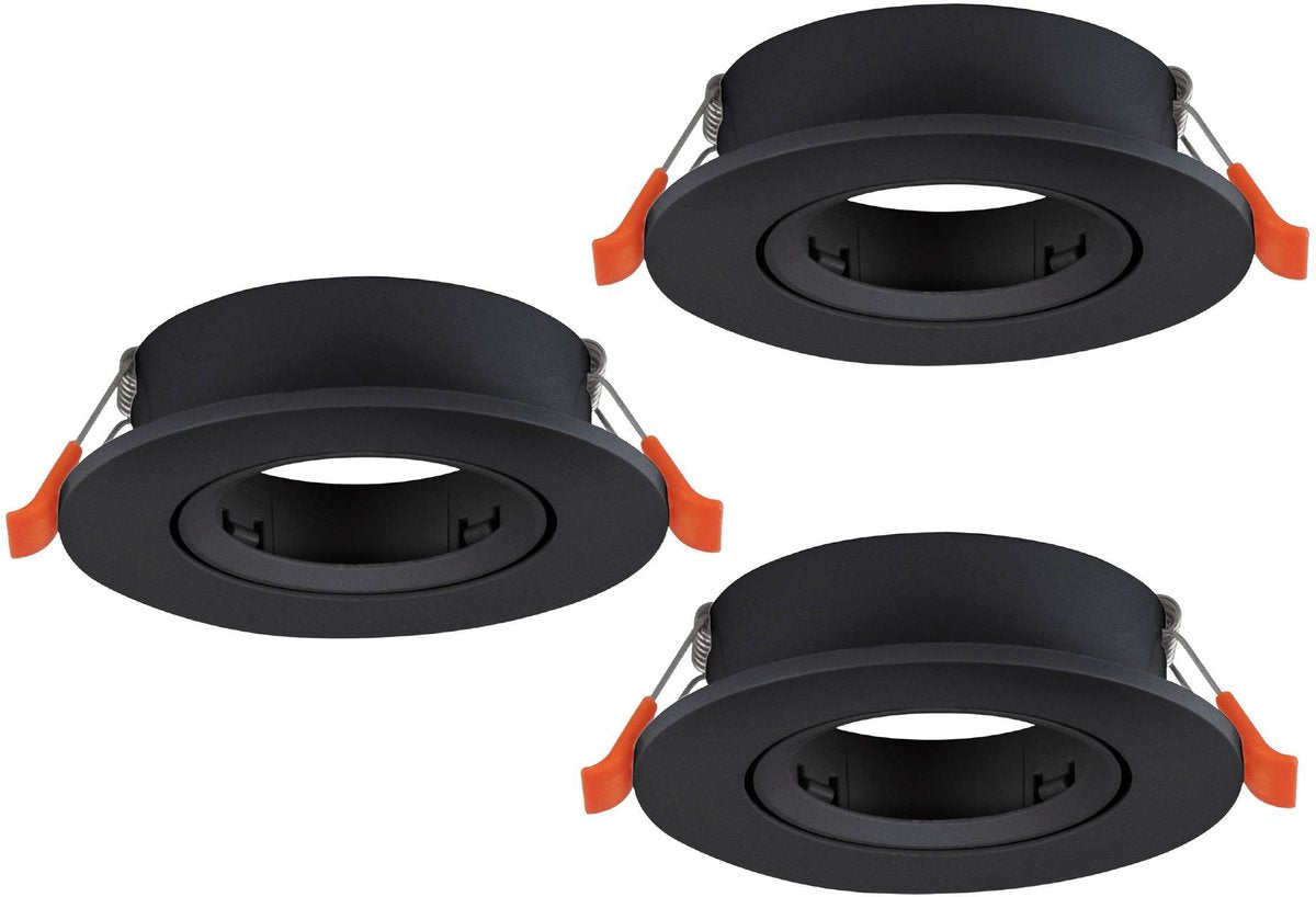 Faretto da incasso Eglo barranco - gu10 - ø 9 cm - nero - set da 3 pezzi - inclinabile