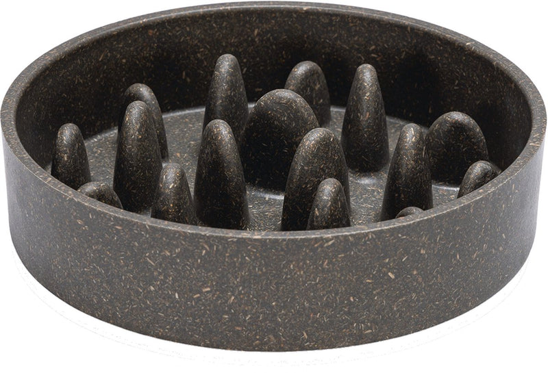 Diseñado por lotte pom caja de arena antitabaco para gatos - comedero lento para gatos - cuenco de comida - apto para lavavajillas - bambú - gris - 410 ml