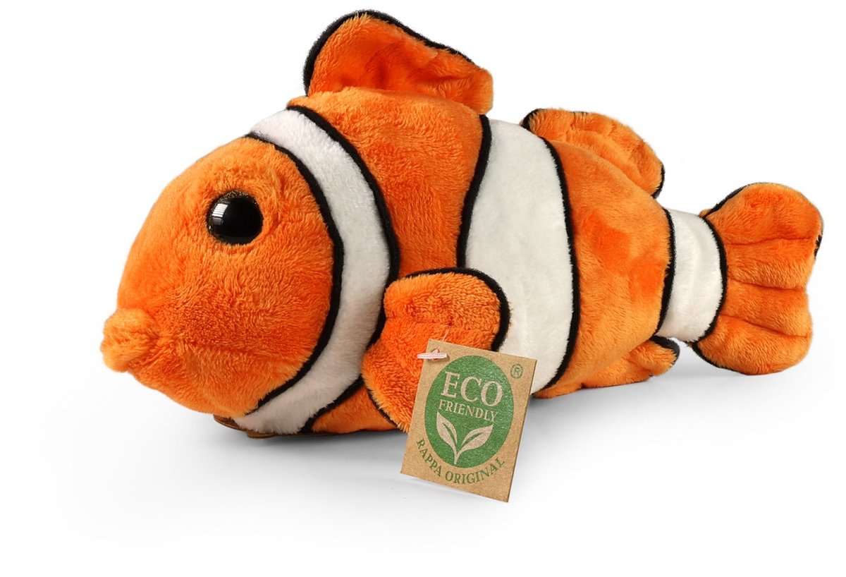 Rappa eco peluche pez payaso nemo 25 cm - peluche realista hecho de botellas de PET recicladas - naranja, blanco