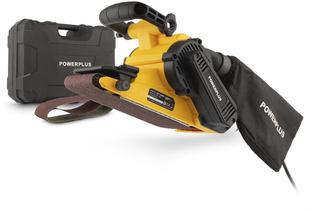 Powerplus - amarillo - powx0461 - cepillado - lijadora de banda - 900w - 3 acc.