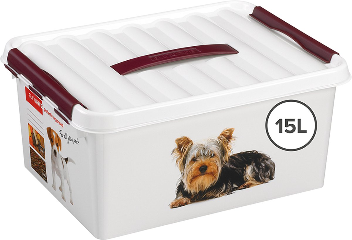 Sunware q-line huisdieren opbergbox 15l - 40x30x18 cm – wit rood