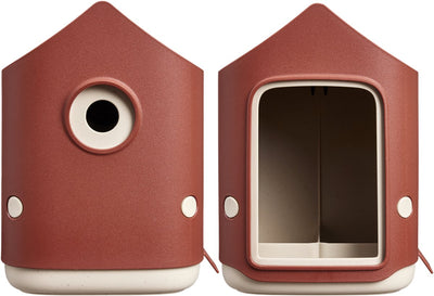 Elho cosy bird house and feeder - vogelhuisje en vogelvoederhuisje - 100% gerecycled plastic - l17.6 x b18 x h23 cm - toscaans rood