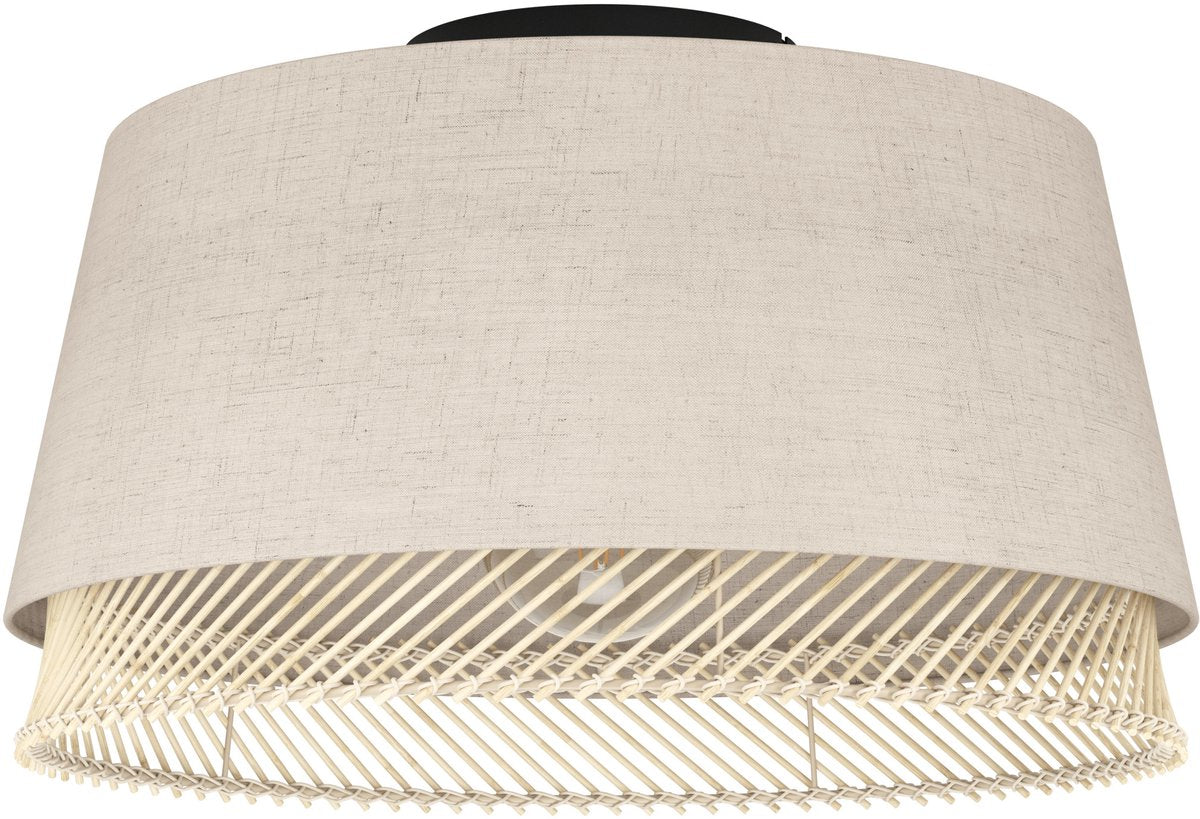 Lampada da soffitto Eglo tabley - e27 - ø 38 cm - naturale|marrone|nero - tessuto