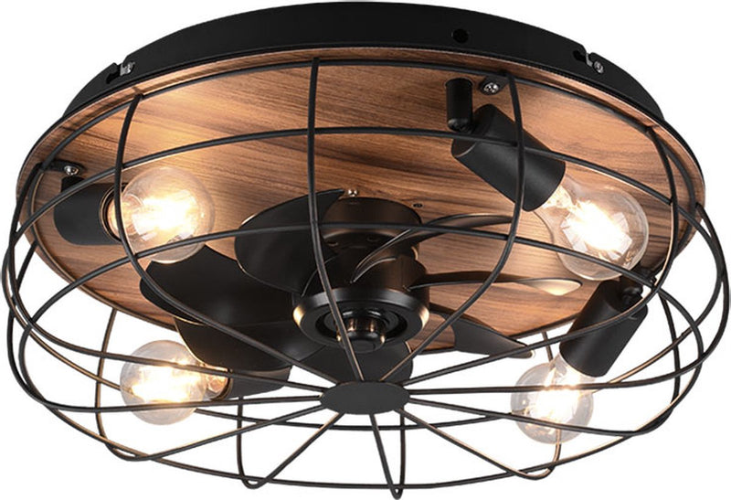 Rl vivi la tua realtà luminosa trondheim - ventaglio - nero opaco - escl. 4x e27 4 w - luce commutabile separatamente - telecomando - montaggio a soffitto - non adatto per dimmer esterno - 3 impostazioni di velocità - timer - modalità estate e inverno