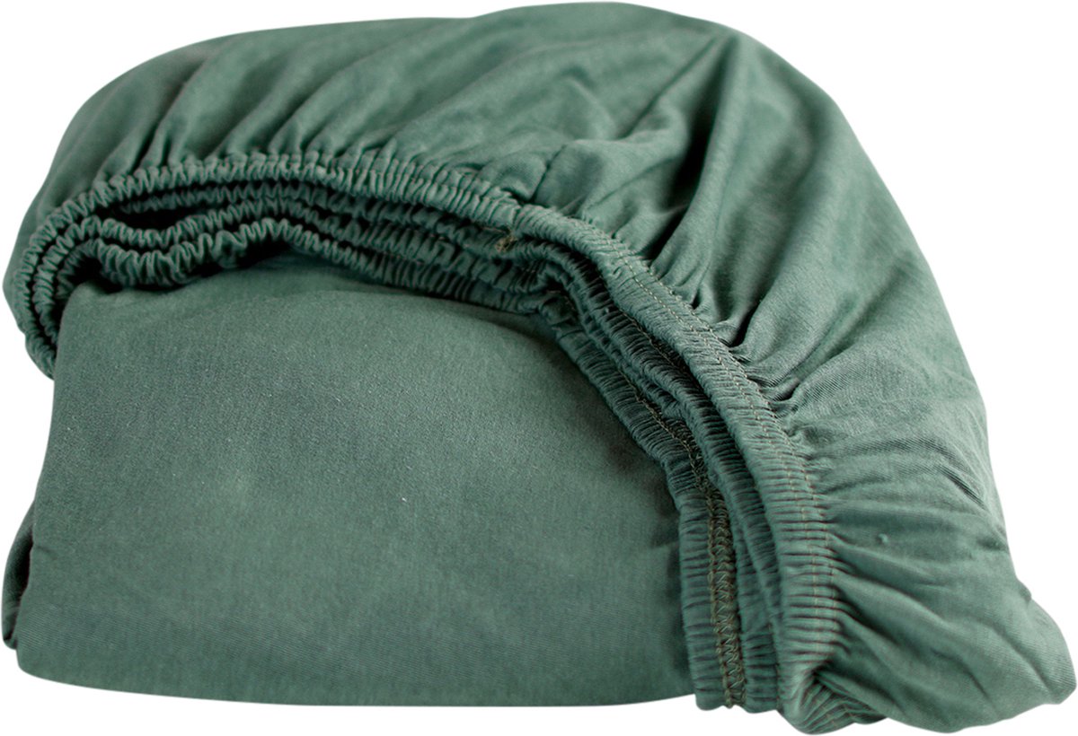 Sábana bajera Cenicienta - 120x200 cm - algodón - jersey - 1 persona - hasta 25 cm de alto - verde