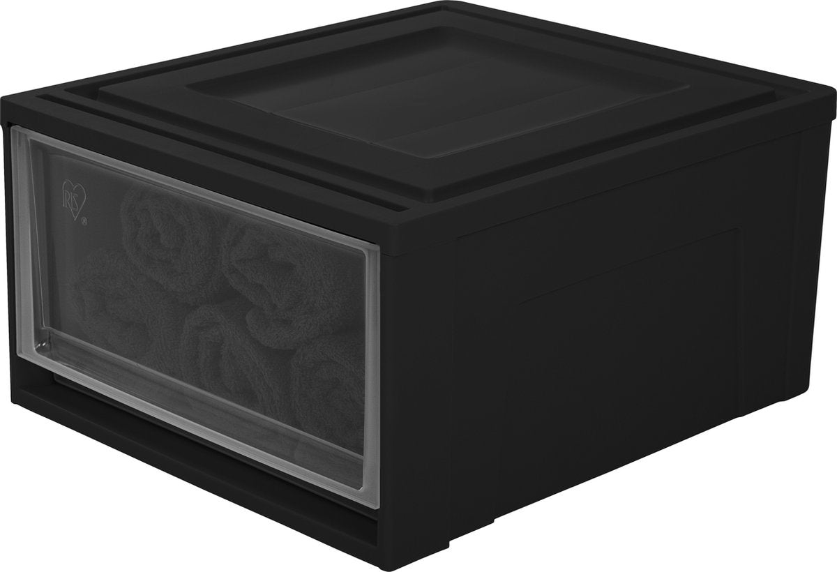 Cajón apilable Iris maxi - 30l - plástico - negro transparente