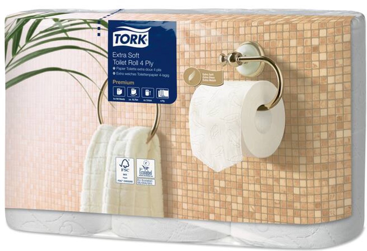 Tork 110406.1 papel higiénico extra suave blanco 4 capas 6 rollos (110406.1)