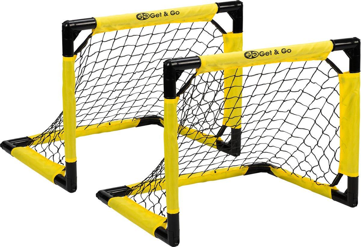 Porta da calcio pieghevole Get Go set da 2 - 55x44x44 cm - porta da calcio per bambini - nero giallo