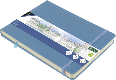 Quaderno da disegno Kangaroo - formato A5 orizzontale - azzurro cielo - con elastico e nastro