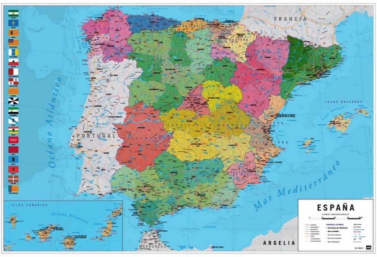 Grupo erik poster map spain physical political 91,5x61cm