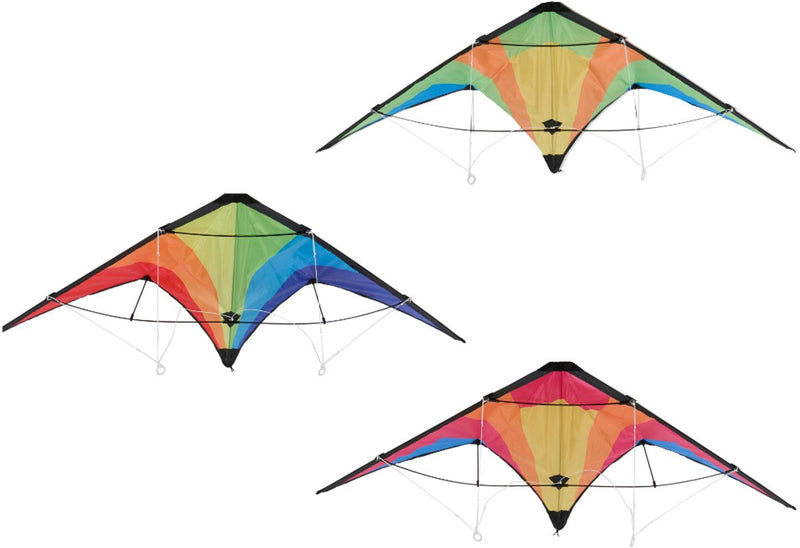 Cometa acrobática Eddy Toys: cometa orientable con 2 líneas de aprox. 50 m - cometa acrobática de 100% poliéster - aprox. 120 x 60 cm - surtido - 1 color al azar