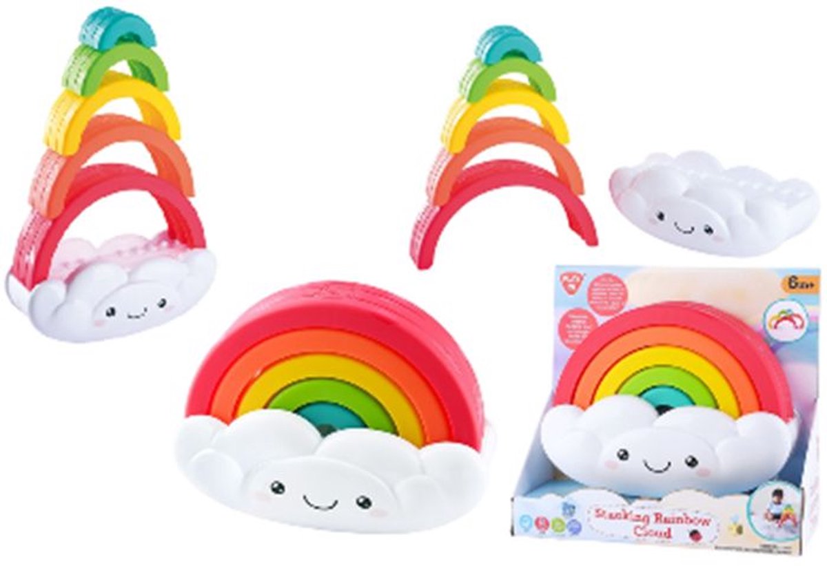 Play rainbow stacking tower, 6dlg.