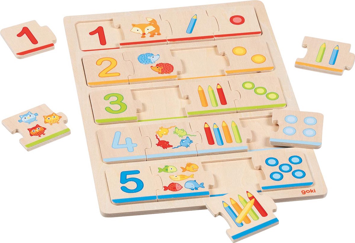 Goki Wooden Jigsaw Puzzle Aprender a contar, 20º.