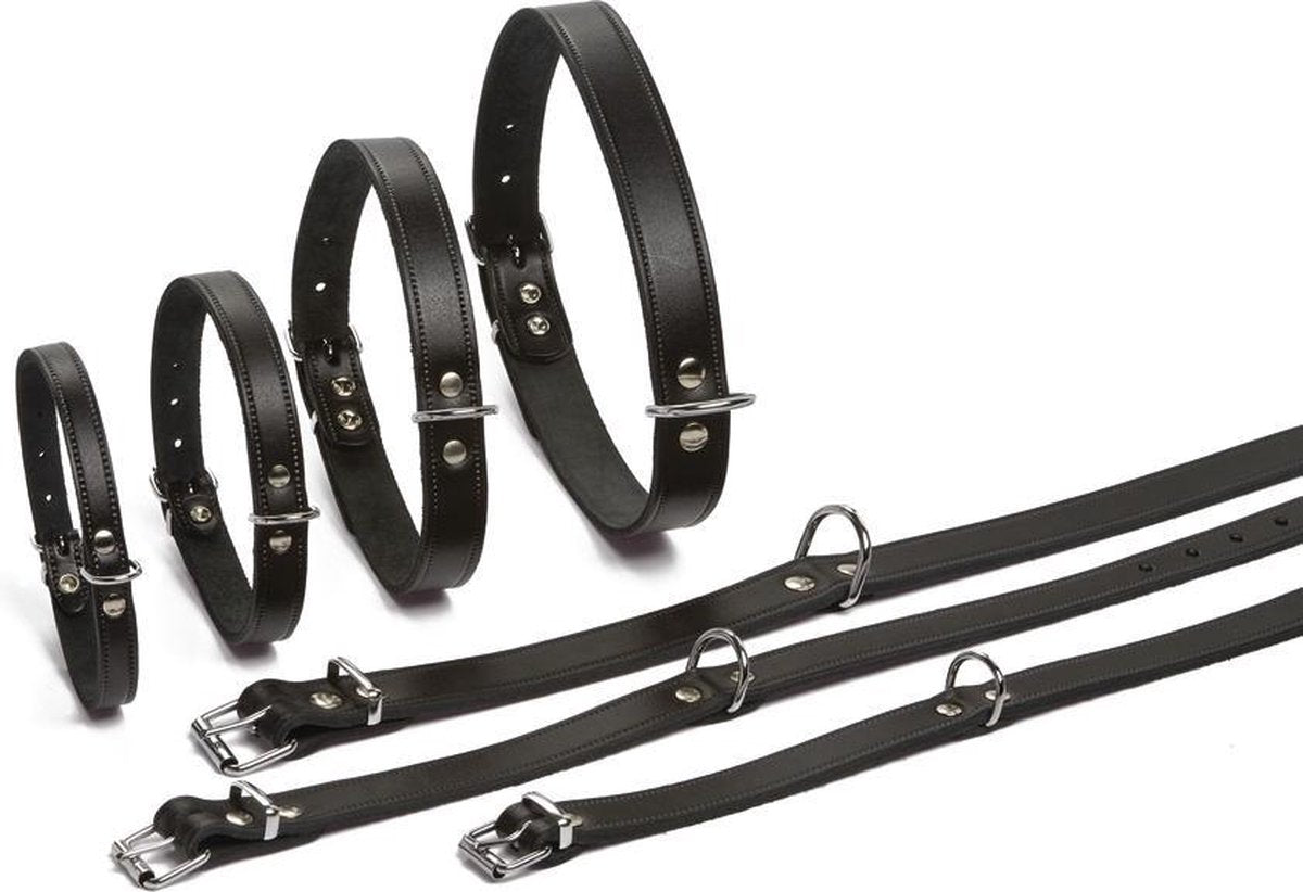 Beeztees - collare per cani - pelle - nero - 35,5-41,5 cm x 18 mm