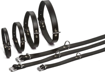 Beeztees - collare per cani - pelle - nero - 32-37 cm x 16 mm