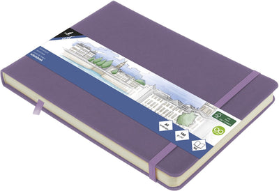 Cuaderno de bocetos canguro a5 paisaje - violeta jaspeado - con elástico y cinta - k-861313