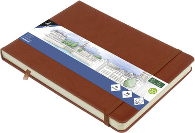 Cuaderno de bocetos Kangaro a5 horizontal - coñac - tapa dura - con elástico y cinta