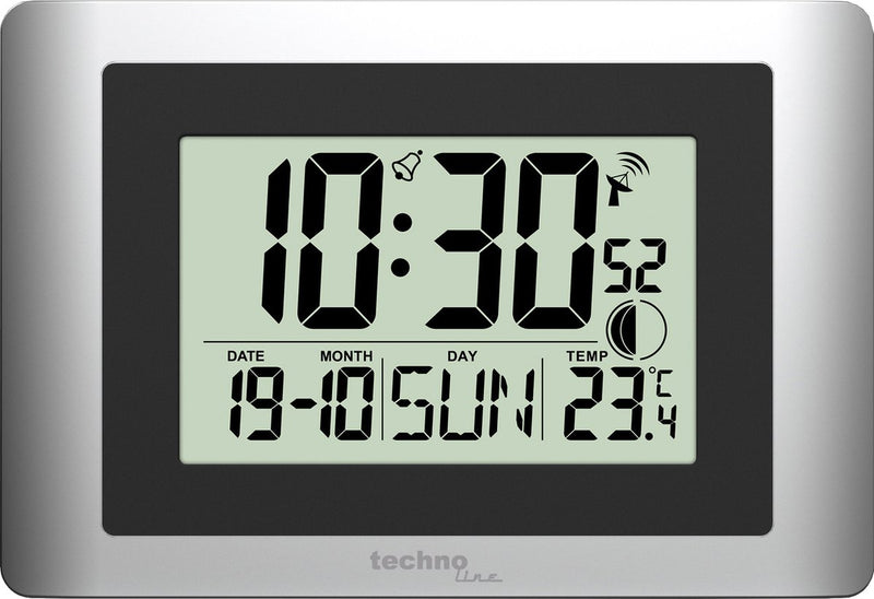 Reloj de pared digital Technoline ws 8028 220x150x56mm plateado