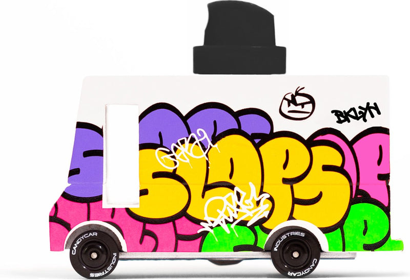 Candylab giocattoli furgoni candycar: graffiti black (a807) 8,4x4,1x6,5 cm, pressofuso in legno, in confezione regalo, 3+