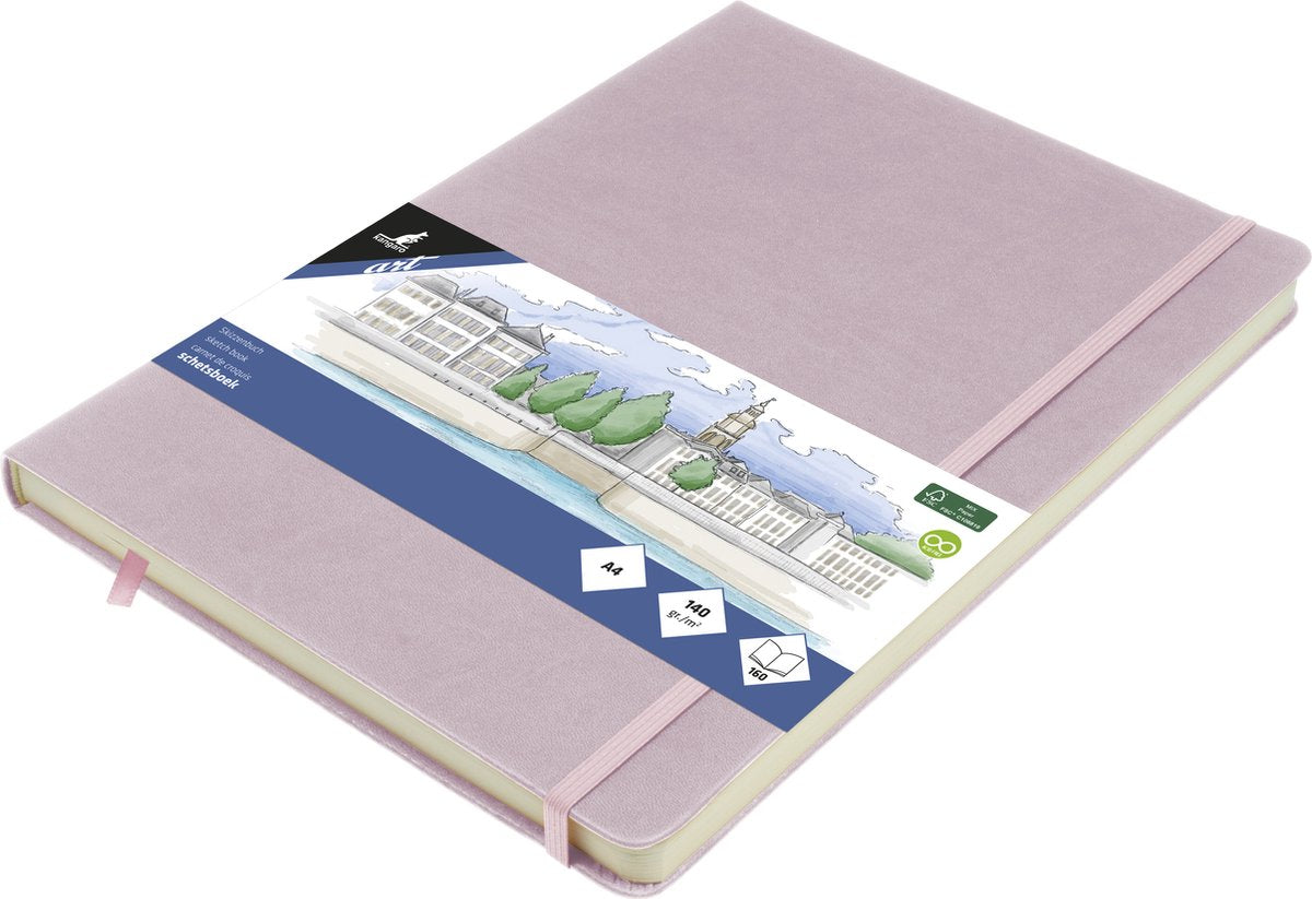 Kangaro schetsboek - a4 - violet - pu hardcover - met elastiek en lint