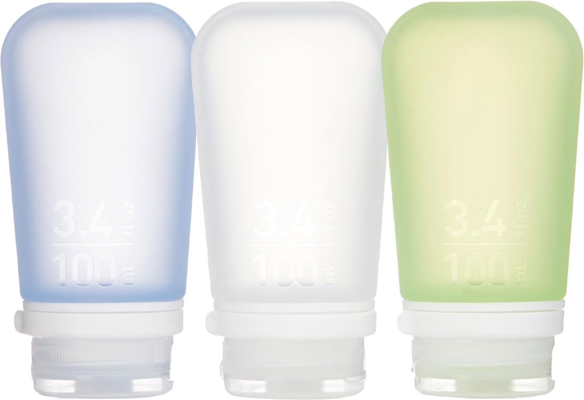 Human gear - gotoob+ 3-pack large - reisflesje - lekvrij - 100ml - clear green blue