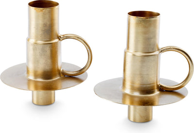 Vtwonen set 2 bottle candle holders metal gold 7x8.5cm