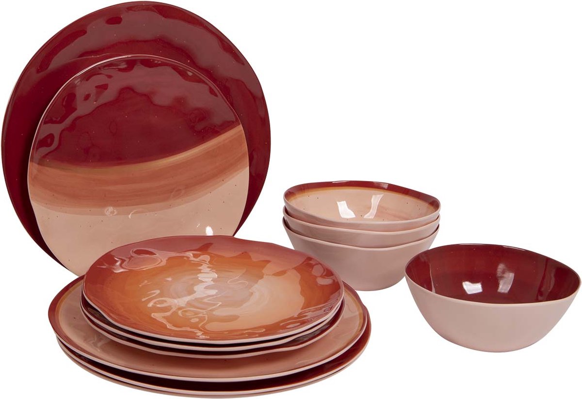 Bo-camp - servies - halo - 12 stuks - terra
