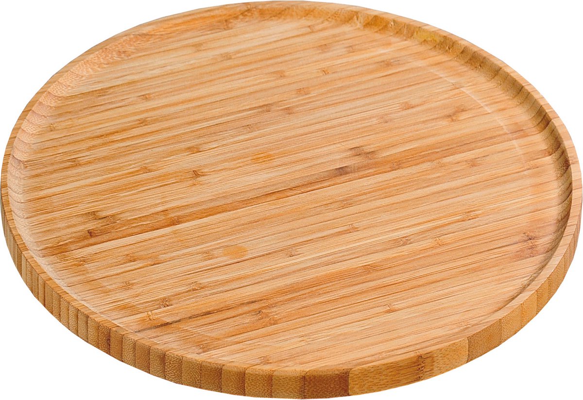 Bandeja para servir tartas snacks sin marca sans marque hecha de madera de bambú redonda 32 cm - tapas - tabla de quesos plato de queso