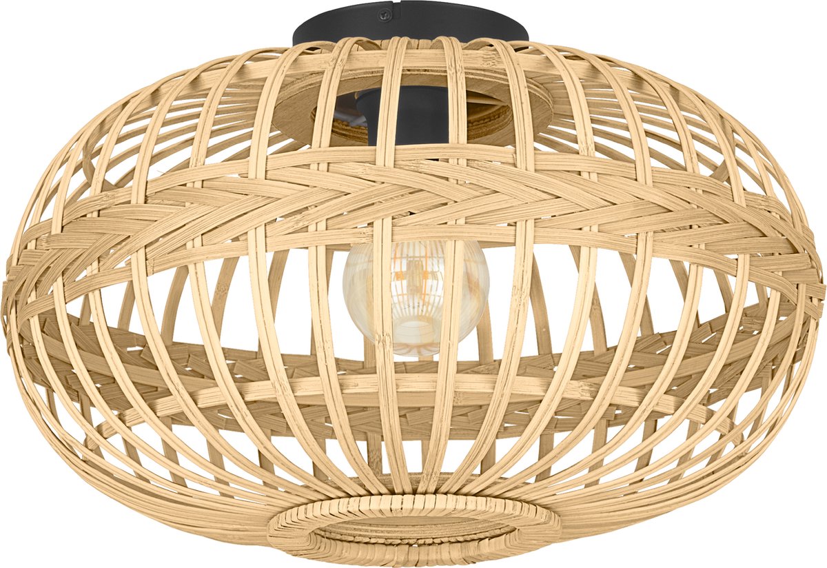 Lampada da soffitto Eglo amsfield - e27 - ø 45 cm - legno, bambù - marrone nero