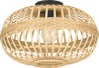 Eglo amsfield plafondlamp - e27 - ø 45 cm - hout, bamboe - bruin zwart