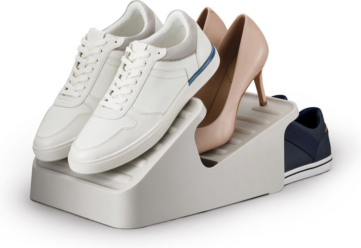 Joseph joseph shoe-in™ ruimtebesparend schoenenrek – ecru – stapelbaar modern design - 3 paar schoenen
