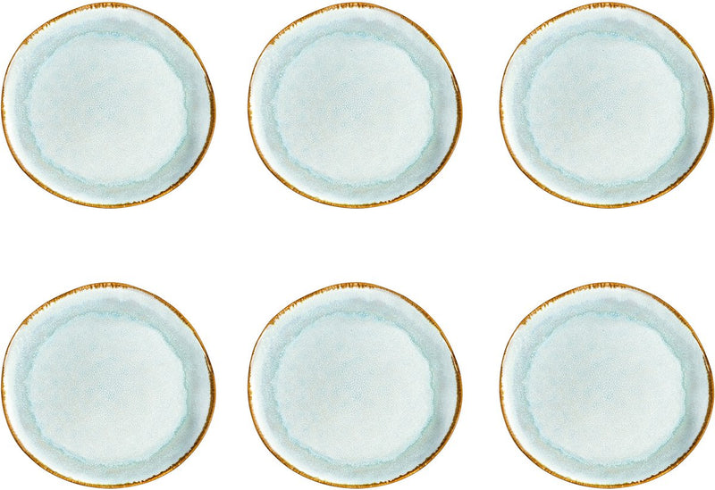 Medard de noblat - shadow aqua - piatto piano 28 cm - 6 pezzi - gres