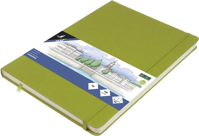 Cuaderno de bocetos canguro a4 - verde lima - tapa dura - con elástico y cinta - k-861249