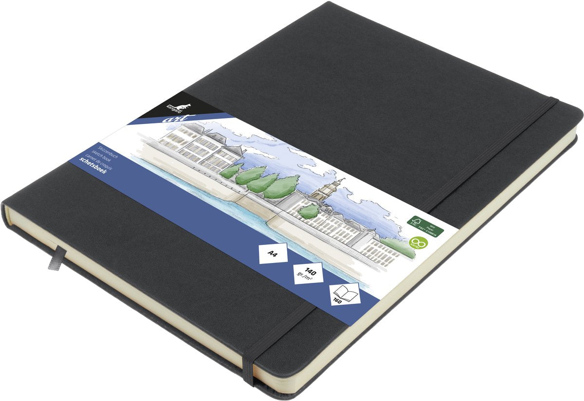 Kangaro sketchbook a4 - cold gray - hardcover - with elastic and ribbon