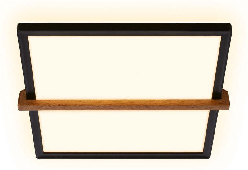 Briloner remsa - Lámpara de techo LED - Lámpara de techo con luz indirecta - Luz blanca cálida - 29 x 31,5 x 4 cm - Madera negra