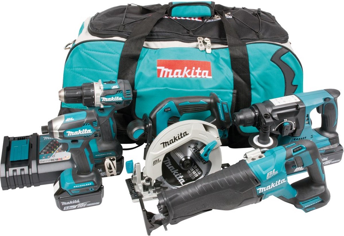 Makita dlx5032t battery combination set 5-piece 18v 5.0ah in bag