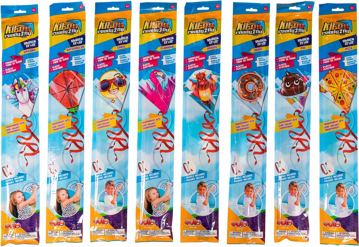 Kites Ready 2 Fly Theme Vliegers Ruit Display, 24 °.