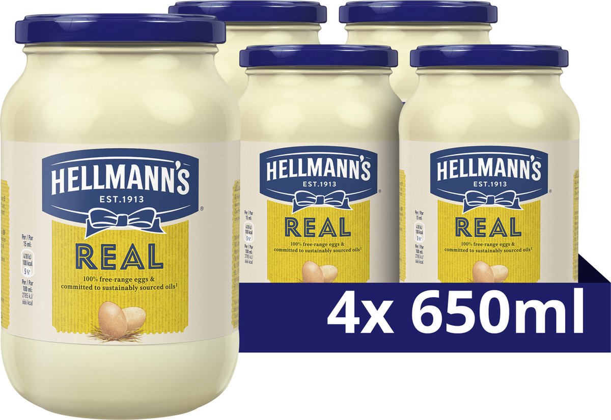 Hellmann's real - real - elaborado con huevos de gallinas camperas - 4 x 650 ml
