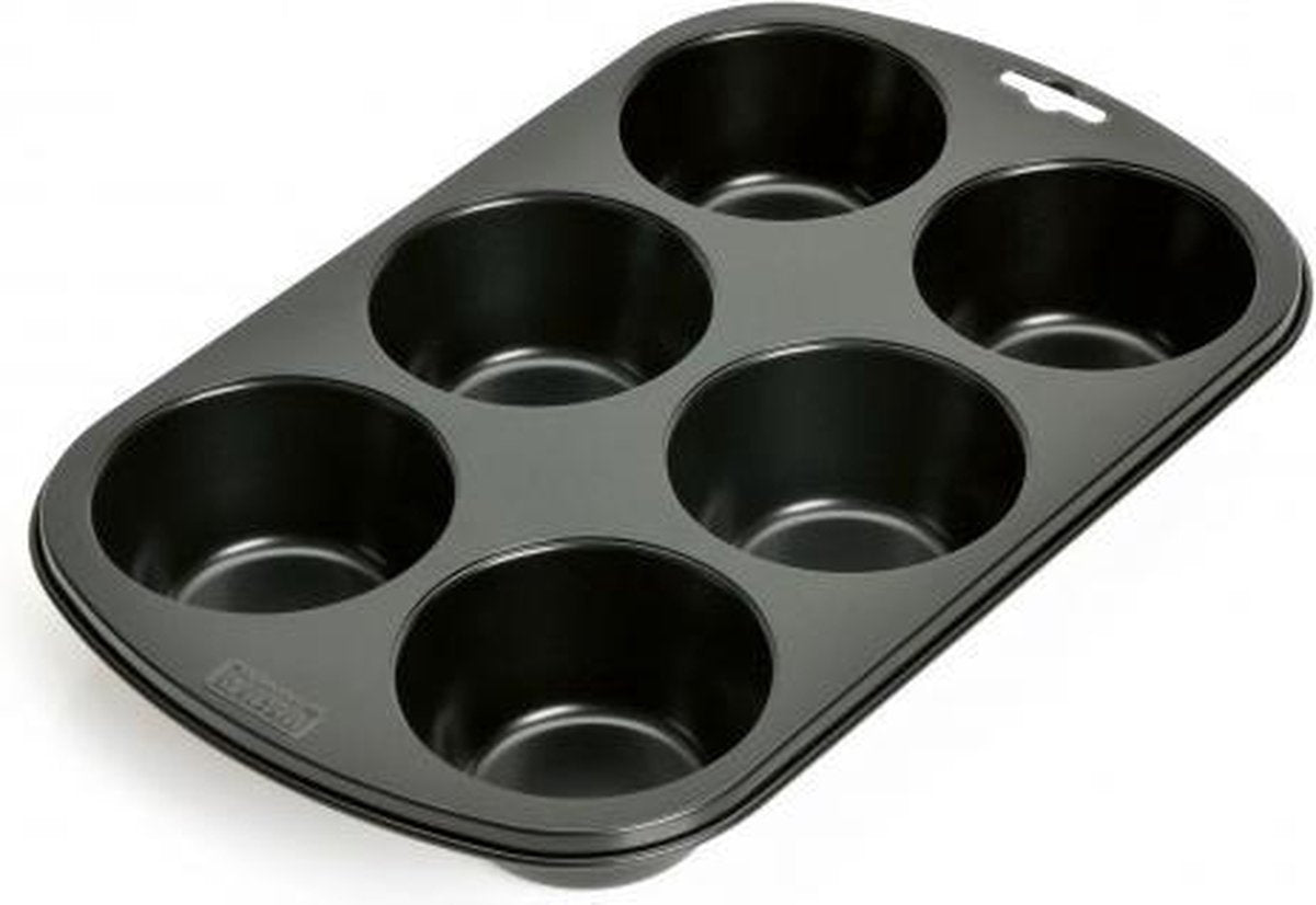 Teglia per muffin Kaiser - per 6 muffin grandi - antiaderente - nera - per cuocere facilmente