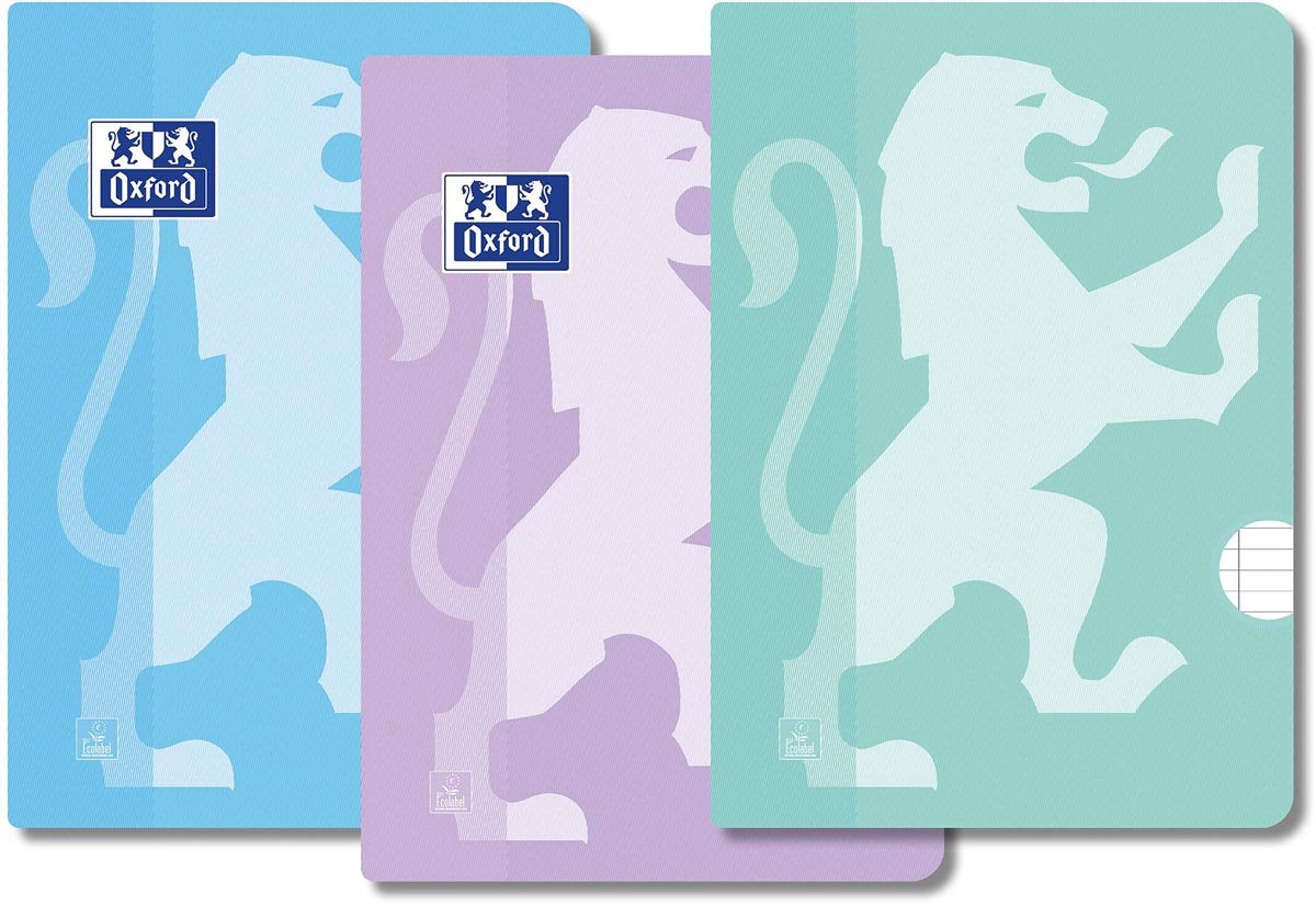 Oxford school - cuaderno escolar - a4 - rayado - con margen - 72 páginas - pack de 3 - pastel