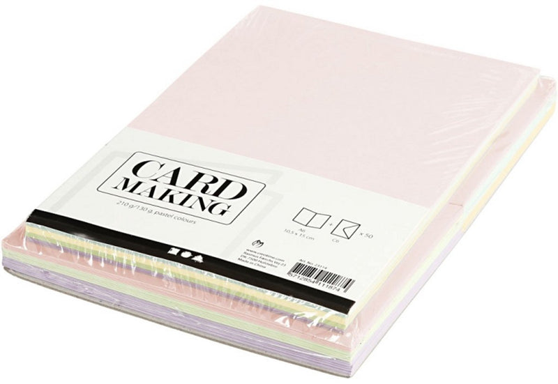 Creativ company kaarten en enveloppen pastelkleuren, 50 sets